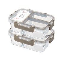 락앤락 LLG458 3칸 유리밀폐용기 직사각 1040ml X 2개, 없음