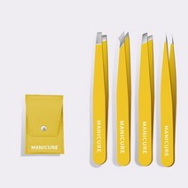 다크서클크림 아이크림 다채로운 눈썹 트위터 헤어 뷰티 파인 풀러 스테인레스 스틸 기울어 진 클립 제거 메이크업 도구, Yellow 4 pcs