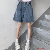 대형 뚱뚱한 사람 두꺼운 다리 데님 반바지 여성 여름 높은 허리 느슨한 슬림 캐릭터 5 점 넓은 다리 바지