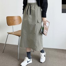여자 밴딩 카고 롱 스커트 여성 봄 가을 치마