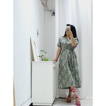 플라워 퍼프소매 여름반팔 꽃무늬 롱원피스