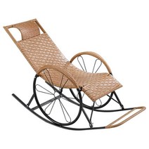 여름 라탄 흔들의자 시원한 리클라이너 스윙체어, 은색 이중 바퀴  두꺼운 회색 쿠션  회색 카