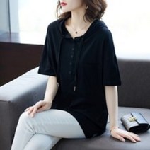 여성 후드 반팔 티셔츠Y20