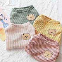 펫라이엇 1+1 강아지옷 고양이옷 데일리 크루넥 와플 티셔츠 나시 실내복 외출복 S-XL, 세트07_그린+연핑크