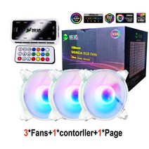 IWONGOU-Pc 케이스 Ar12pro 사일런트 쿨러 팬 Argb Pc 컨트롤러와 120mm Rgb 6pin Aura Sync, [02] 3Fansand1controller, [01] RGB, [01] WHITE