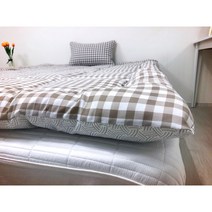 이불아저씨 국내생산 침대 차박 캠핑 프리미엄 토퍼SS, 체크_베이지