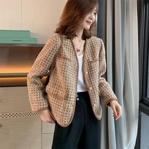 꽃소담 여성 브이넥 가을 트위드 자켓 QQA2220