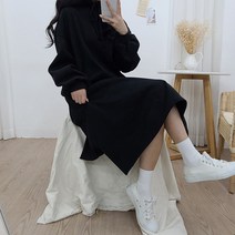 [간절기 기모]벌룬후드롱원피스