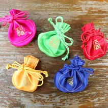 전통 한복 고급 비단 강아지 한복 복주머니, 파랑