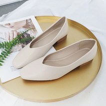 구두모모 여성용 슬림 스퀘어토 플랫슈즈 (2.5cm)