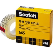 3M 스카치 투명 양면 테이프 665 리필 18MM X 7.6M 접착테이프 3M테이프 양면테이프 스카치테이프 리필형, 단품, 상세페이지 참조