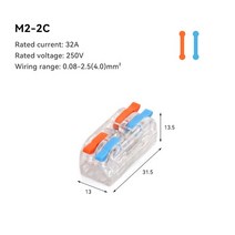미니 고속 배선 케이블 커넥터 1/5/10 PCS 범용 소형 분배기 전기 도체 푸시 인 홈 터미널 블록, 02 M2-2C_02 5PCS, M2-2C