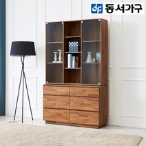 동서가구 라떼 1200 3단 유리 장식장 DF918501, 멀바우