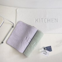 소프트 KITCHEN 자수 주방매트 워셔블 키친 발매트 3color, 01.화이트