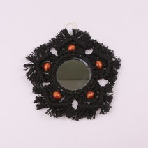 민들레공방 DIY 마크라메 키트 우드비즈 거울 만들기, 블랙, 1개