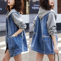 마키아 후드 데님코트