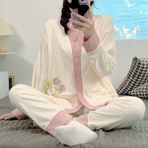 6535 풀가라 코튼 자가드 산후 수유복 봄 여름 가을 겨울 임산부 잠옷