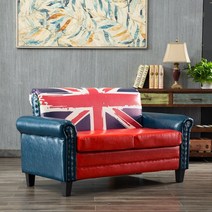 빈티지 엔틱쇼파 3인 거실 4인용 엔틱소파 복고풍 유럽식 인더스트리얼 스타일 소파 싱글 더블 인 레스토랑 바 클리어 커피숍 원목 아메리칸 스타일의 의류 매장, C.세 명의 사람들, P.유니언 잭 블루