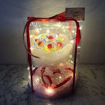 홀로그램 장미 꽃 다발 배달 20대 여자 친구 생일 선물 전역 조화 프로포즈 아내 와이프 결혼 기념일 아이템 조화, 22. 코어레드 20송이 원통케이스(대)