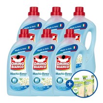 [ITALY명품 올인원세제] 무스키오 오미노비앙코 OMINO BIANCO 세탁세제 화이트 머스크향 + 하이맘밴드 이지베이직 혼합형20매 단독증정 일반드렴겸용, 6통, 2L