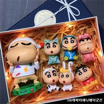 DarjinQD짱구는 못말려 피규어 생일 파티 장식품 핸드메이드(선물 박스+조명등), 세트2