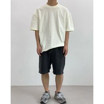 남자 오버핏 베이직 실켓 코튼 라운드 반팔티 5컬러