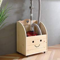 써니샵 청소기수납함 청소용품정리 이동형 원목수납 장난감정리, 화이트