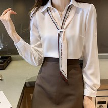 [랜덤플레이] 스카프 레이어드 오피스룩 가을 블라우스