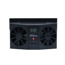 송풍구선풍기 자동차 차량용 거치대 이중 송풍구 태양열 환기 팬 배기 쿨러 R-8032, Black