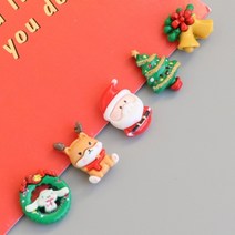 (3개)메리메리 친구들 파츠 플라스틱장식 리본공예 부자재 DIY 머리핀만들기, 산타