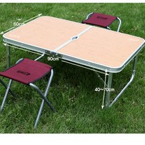 아임홈인 포차 테이블 의자2개 set 접이식 식당 포장마차 공방 가벼운 휴대용 외부 야외 테라스, 캠핑테이블(내츄럴오크)