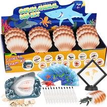 Lehoo Castle 해양 동물 발굴 키트 상어 이빨 화석 3강아지 조강아지 12강아지 파티용 온가족 과학 소년 소녀를 위한 줄기 교육 선물 ampamp 바다 파티 호의, [02] 해양 동물 발굴 키트