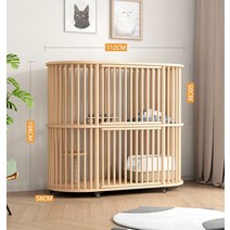 유럽 스타일 단단한 고양이 케이지 실내 빌라 홈 캐비닛 대용량 애완 동물 집 바퀴, 01 pure 112x56x108cm