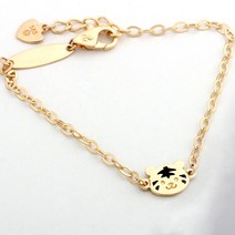 18k 호랑이 딸랑 미아방지 아기 팔찌 돌 백일 금 소 띠 모양 BB547, 단품