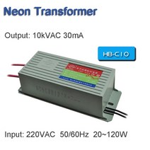 전기변압기 휴대용변압기 가정용네온 전자 변압기 10m 120w 네온 고전압 안정기 전원 공급 장치 입력 220vac 출력 10kvac 30ma hbc10, 220v