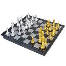 체스 세트 어린이 및 성인용 보드 게임 마그네틱 조각 포함 여행용 접이식 교육용 장난감, 01 Gold and Silver