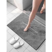 TuesBelle 속건성 규조토 미끄럼방지 욕실 발매트, 라이트 그레이[스퀘어]