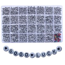 1600pcs 블랙 A-Z 편지 알파벳 심장 흰색 라운드 비즈 DIY 쥬얼리 만들기