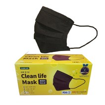 클린라이프 원데이마스크 숨쉬기 편한 3중구조 덴탈 비말차단 부직포 MB필터 일회용 마스크 50매 2팩 +향균지퍼백 2매, 블랙 50매입 2팩