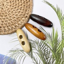 헤세드 국산) 2구 4cm 우드 타원형 떡볶이단추 코트단추 (4개), 3컬러전부