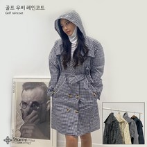 골프 비옷 우비 레인코트, 다크네이비, 체크