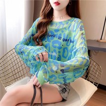 로브가디건 이효리로브 황금가면 선 스크린 블라우스 여성용 긴팔 느슨한 대형 에어컨 셔츠 메쉬 속이 빈 롱 탑 얇은 짧은 코트 116