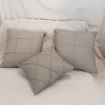 조브라운 대형 가죽 소재 디자인 쿠션 주문제작, 천연가죽_50x50, 십자형, 연그레이