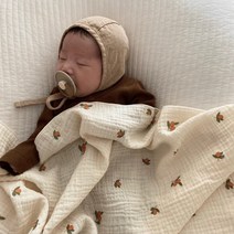 블랭킷 담요 신생아 유아 사계절 면 아기담요 유모차이불, 체리아이보리