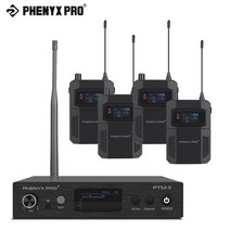 디제잉장비 Phenyx Pro UHF 모노 무선 이어폰 오디오 모니터 시스템 금속 송신기 4 바디 팩 수신기 50, 02 900MHZ-EUplug