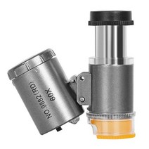 휴대용 현미경 60x LED Light UV Lamp Optical Loupe Glass Len Magnifier for Jewelry Gem Coin Stamp Roc, [02] Grey