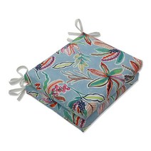 Pillow Perfect 450063 조이 시트러스 Zoe Citrus 실외/실내 스퀘어 코너 시트 쿠션 길이 46.9cm x 너비 40.6cm 깊이 7.6cm 18.5인치 16, Blue Sunny Daze