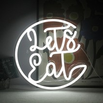 LED 네온 let 'eat 편지 조명 상점 방 장식 벽걸이 아트 USB 아크릴 사인 파티 아름다운 램프, 01 white_01 5W