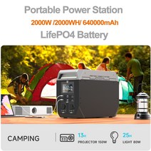 파워뱅크 캠핑파워뱅크 대용량배터리 휴대용 발전소 태양 발전기 2000W/2048Wh 640000mAh LifePo4 배터리, [04] UK, 01 2000W_04 UK, 01 2000W_04 UK