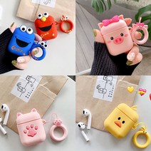 뚱공주몰 에어팟케이스 에어팟1 에어팟2 apple airpods 에어팟2세대 에어팟1세대 에어팟 1세대 2세대 귀여운 캐릭터 키링 실리콘 케이스 악세사리, 리본돼지, sia055